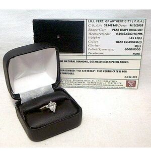 1.15 CT. REAL DIAMOND BRILLIANT PEAR 14K ENGAGEMENT RING SI(1) NEAR COLORLESS